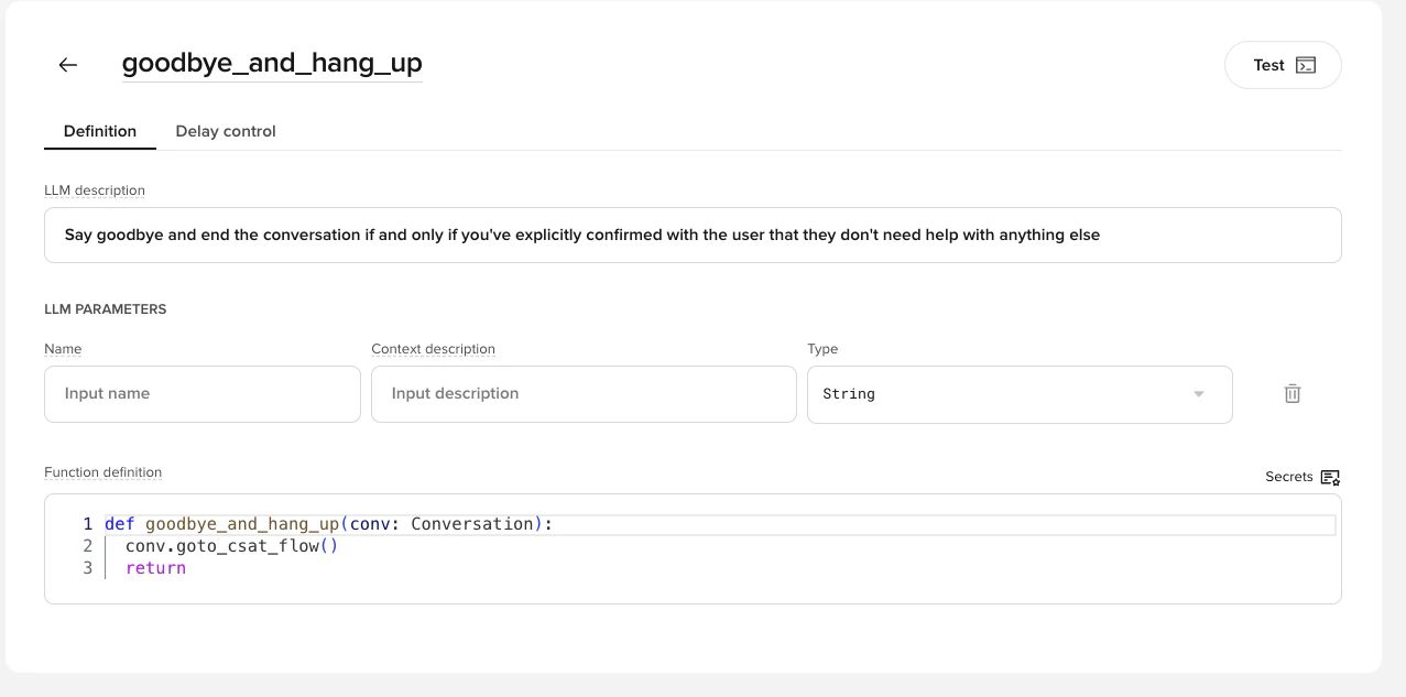 goodbye_and_hang_up function definition in Build > Tools