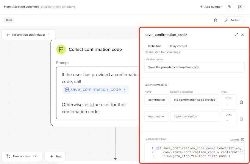 Managing transition functions - Studio