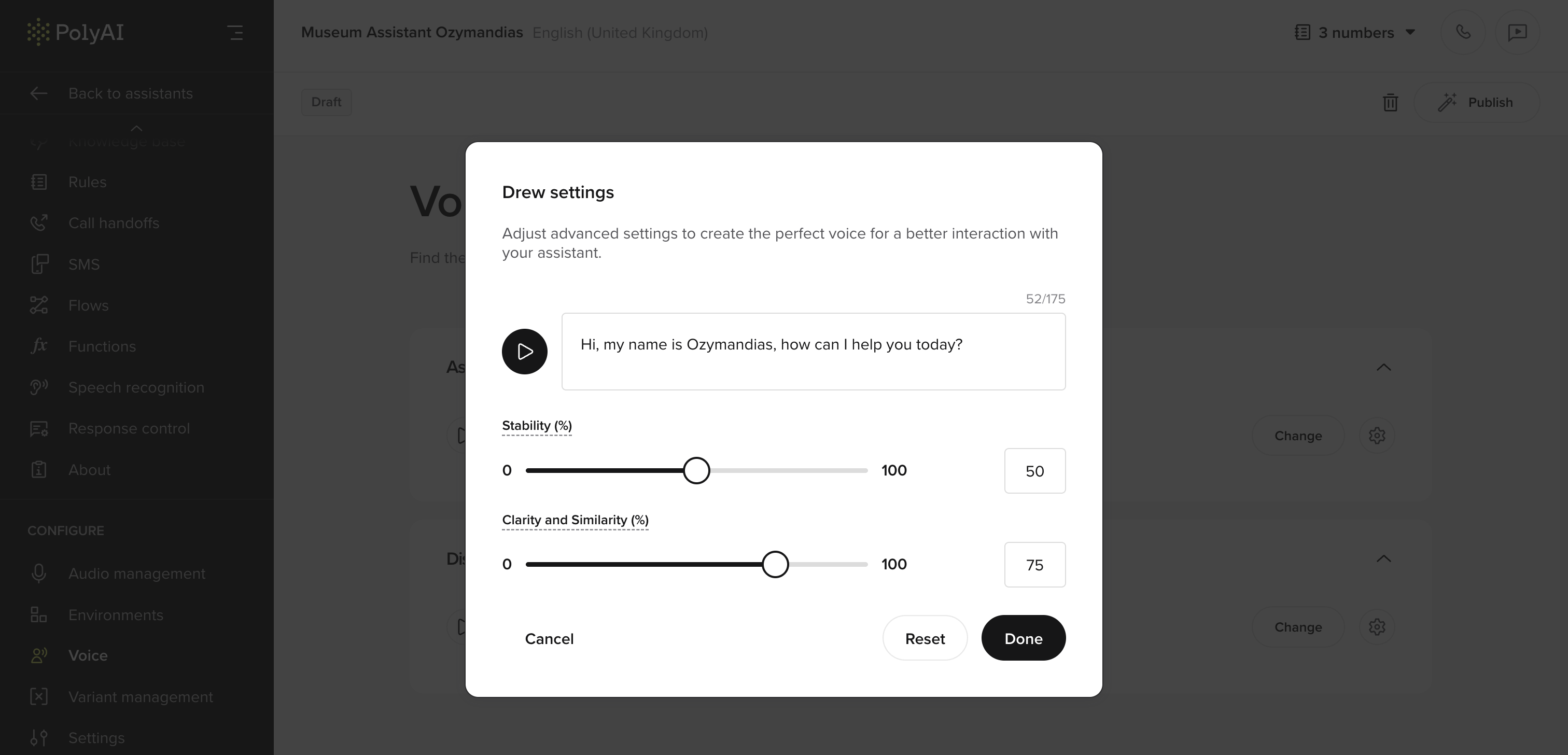 voice settings