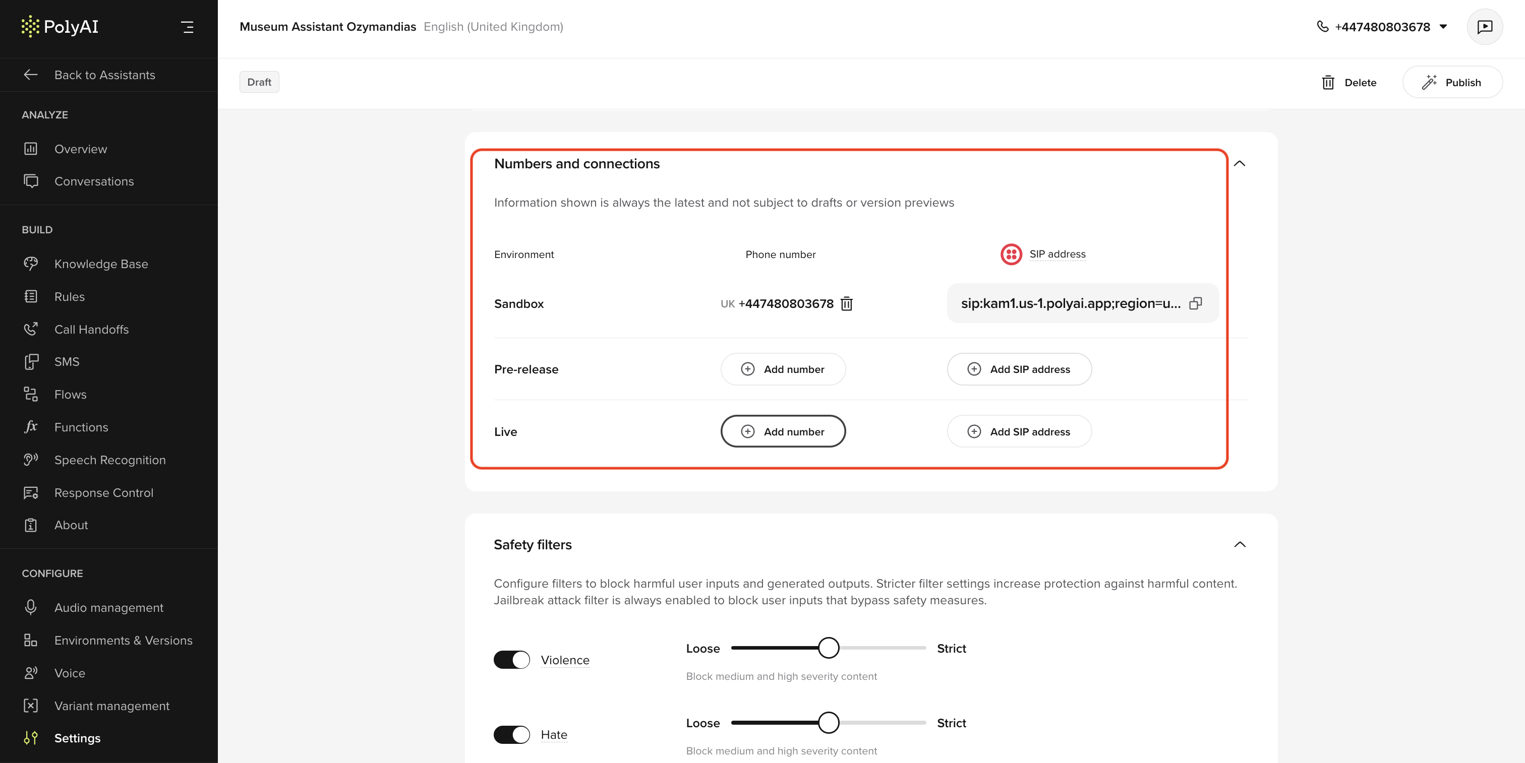 assign version phone numbers