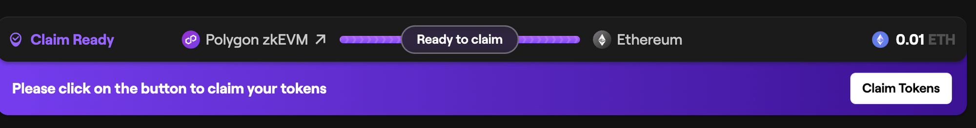 Polygon Portal: claim tokens button