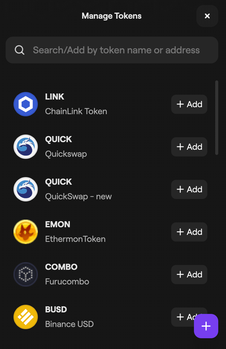 Polygon Portal: add token manually