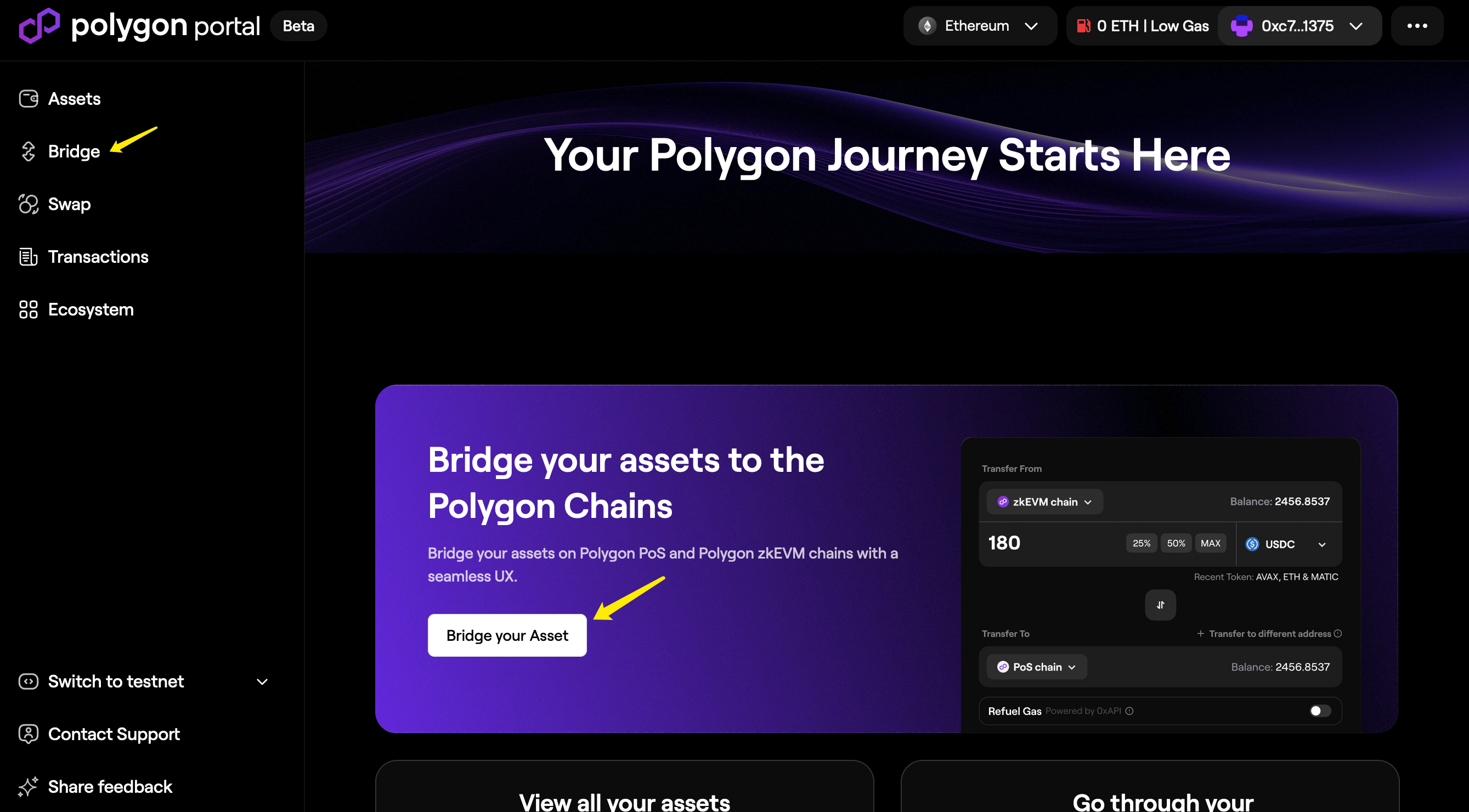 Polygon Portal: bridge entry point