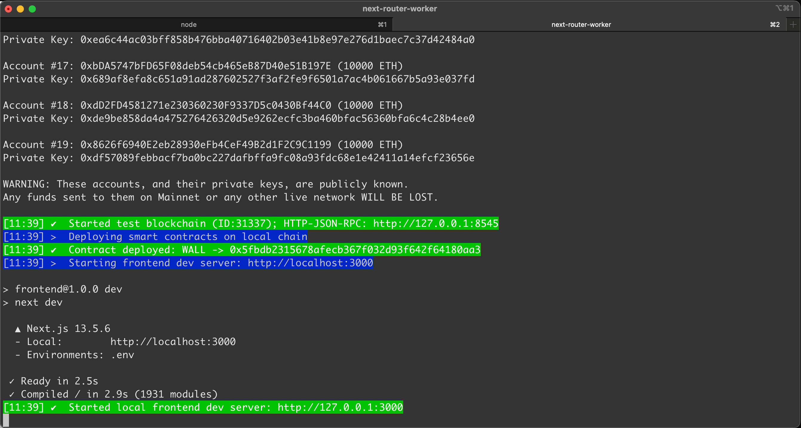 Local test environment running