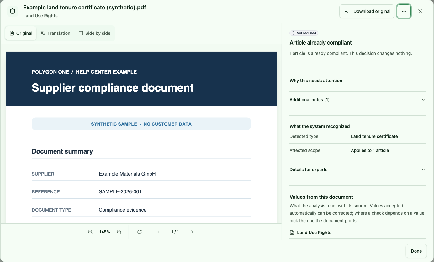 AI document review with document preview and review information