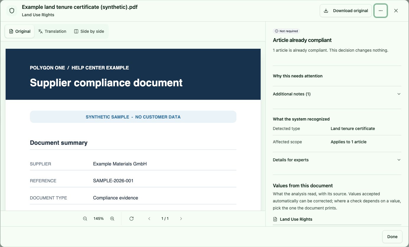 AI document review with document preview and review information
