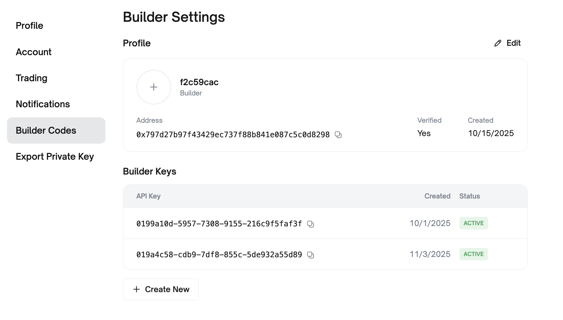 Builder Settings Page