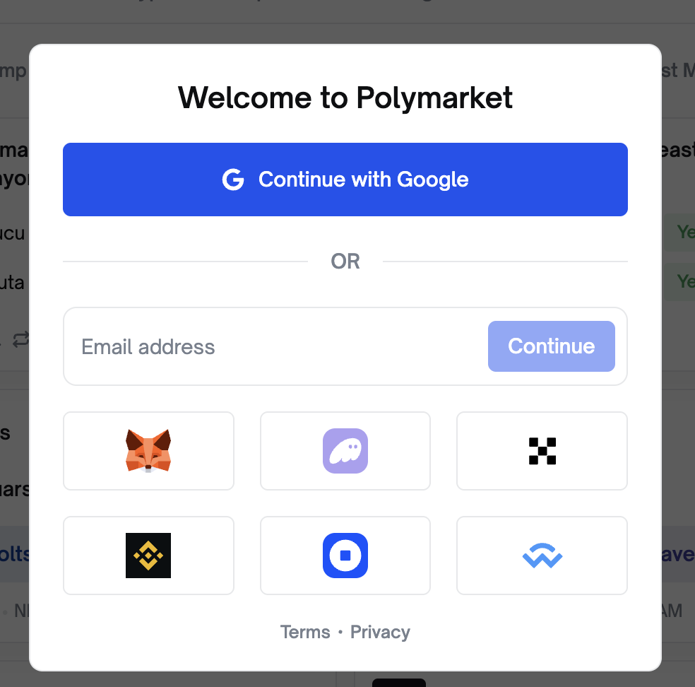 Polymarket 註冊方式選擇