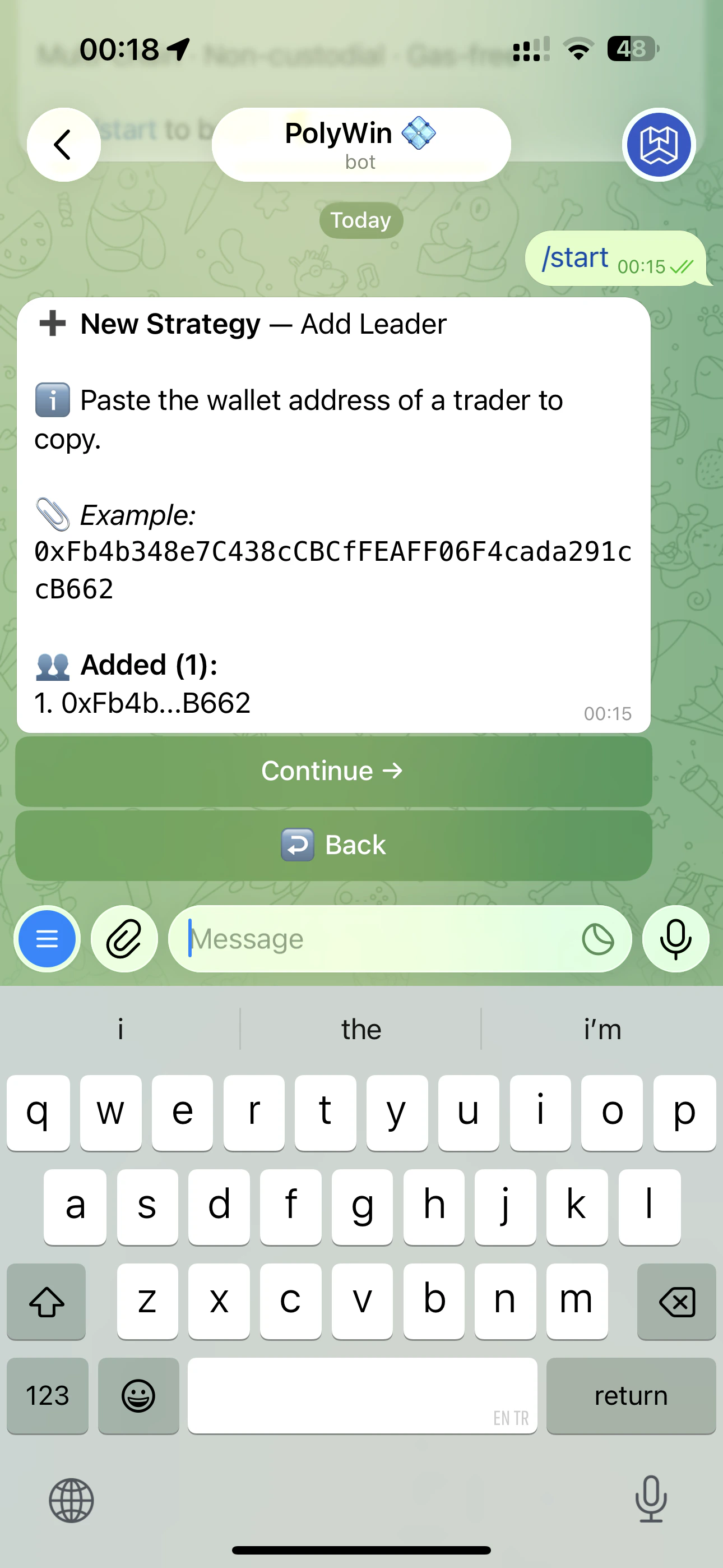 Leader added — Continue