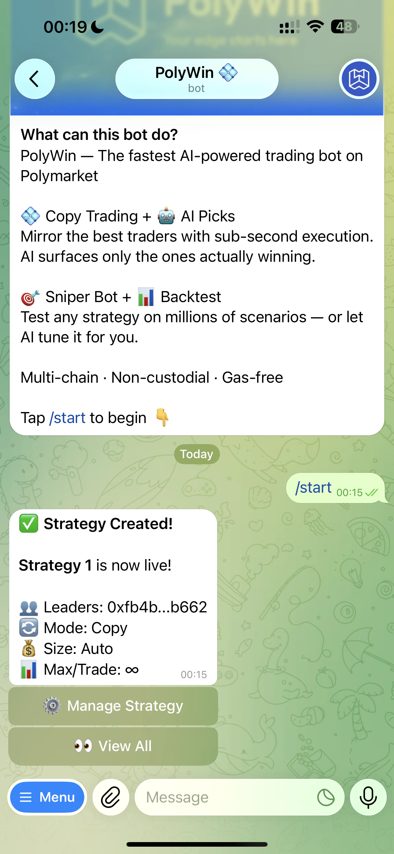 Strategy created confirmation