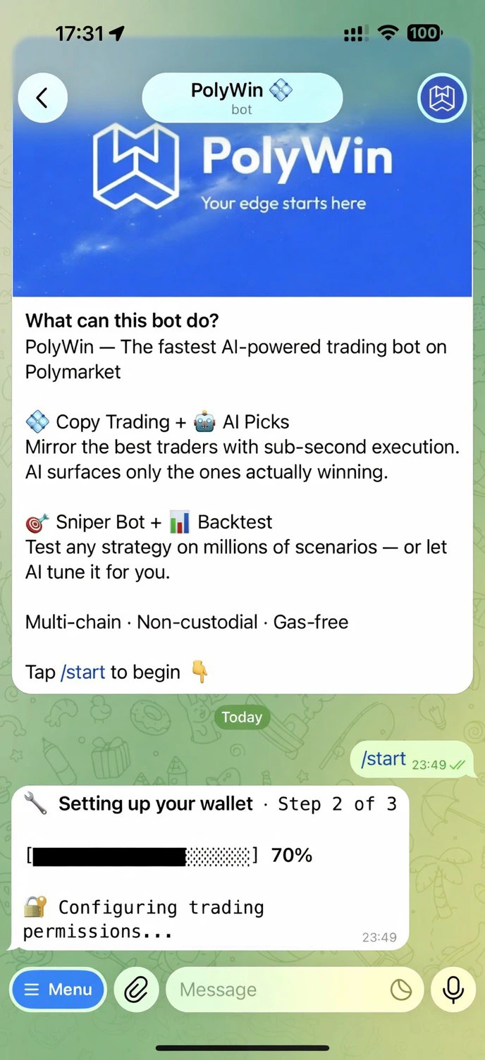 Wallet setup at 70% — approving