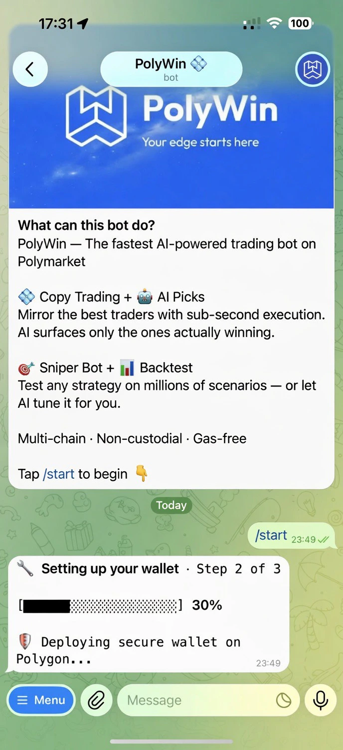Wallet setup at 30% — deploying