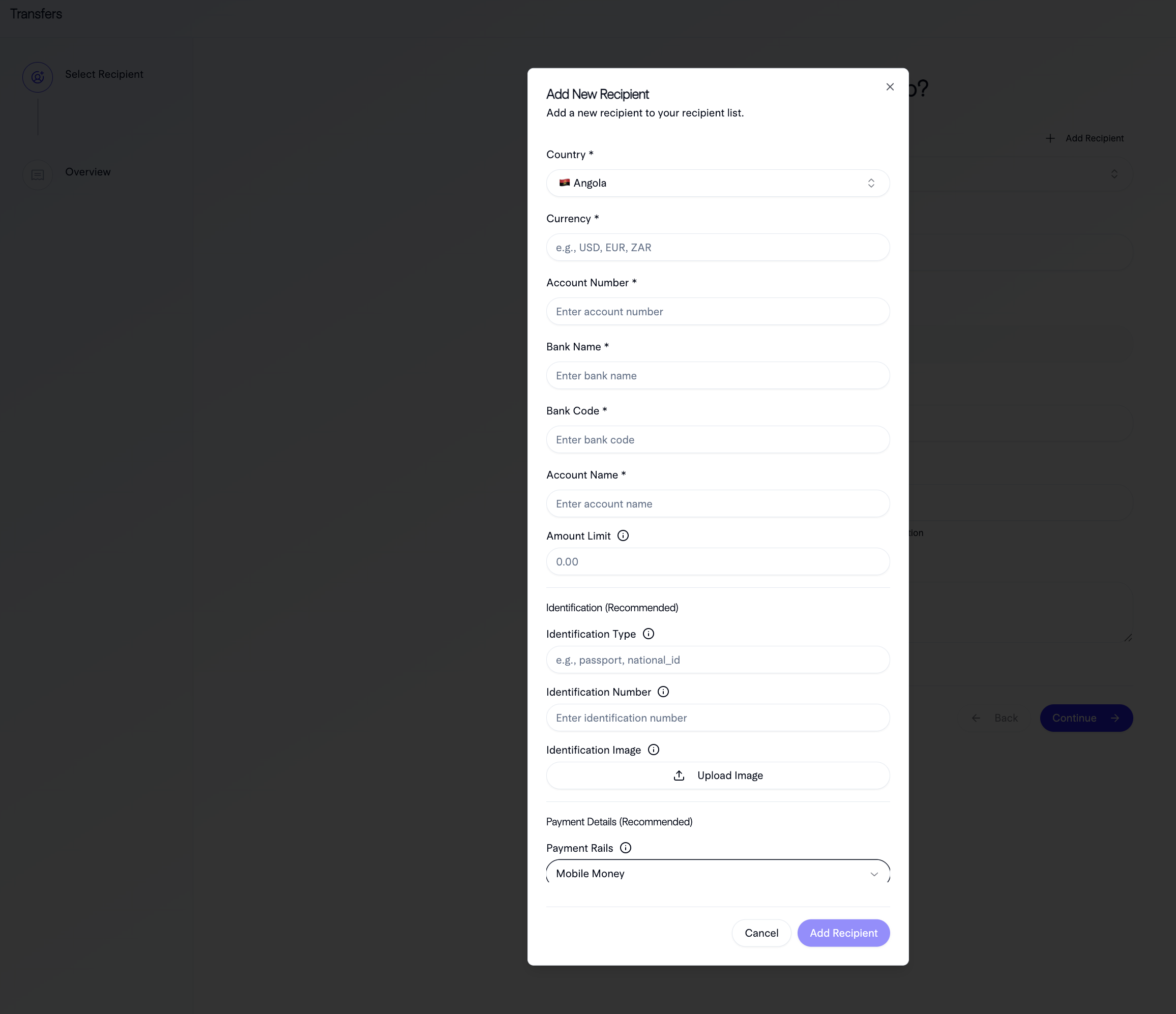 Recipient Overview Diagram