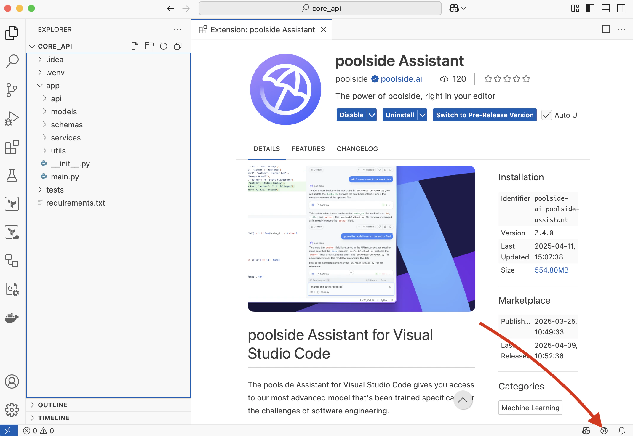 VS Code Poolside Assistant Toolbar