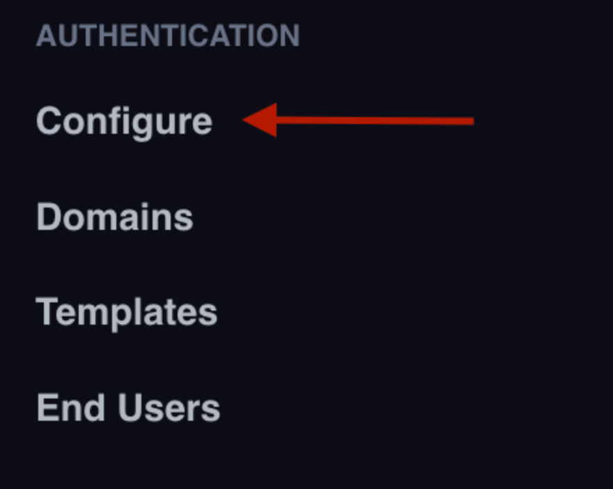 Authentication Configure page showing the Enabled toggle and the General, TOTP, Email Magic Link, Google OAuth, and Apple OAuth sections