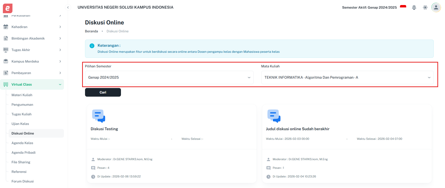 Diskusi Online Filter Diskusi