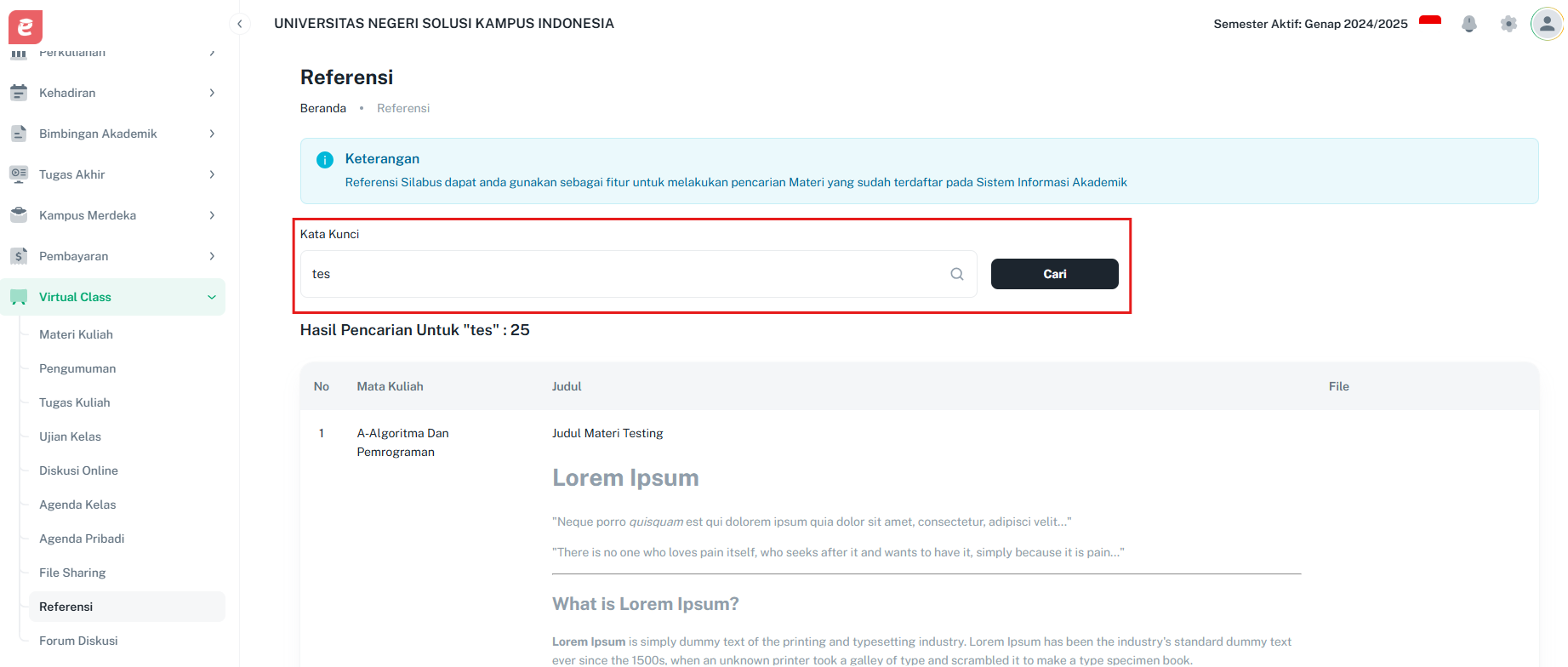 Referensi Daftar Pencarian