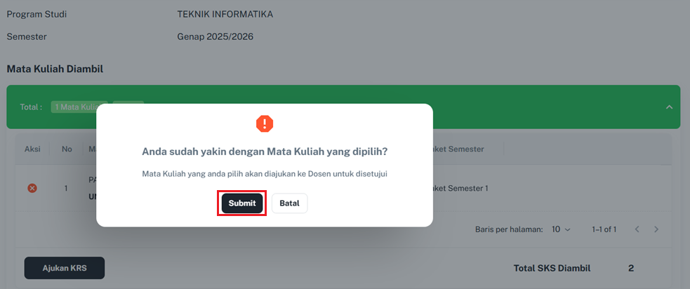 P012perkuliahan Submit Matkul Kartu Rencana Studi Pn