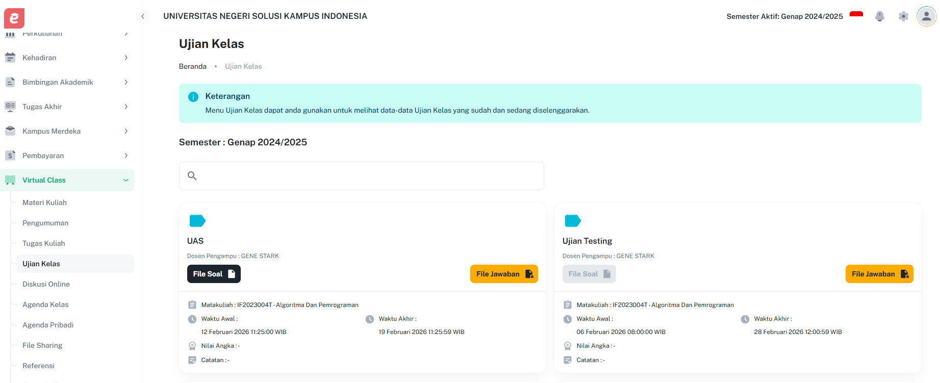 Ujian Kelas Halaman Utama