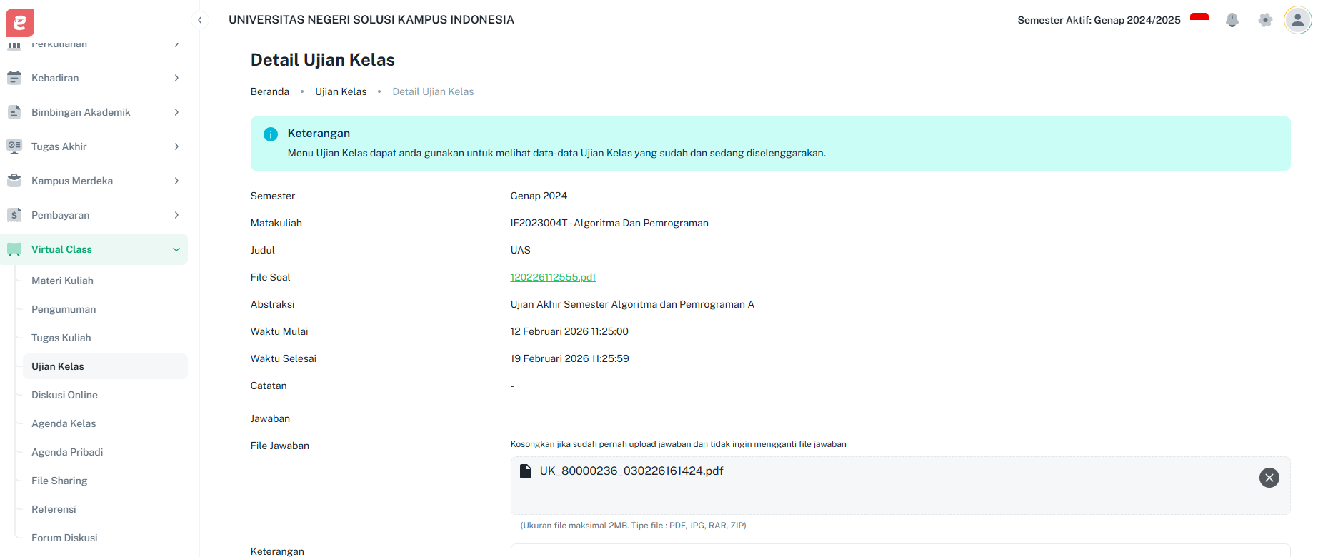 Ujian Kelas Upload Dokumen