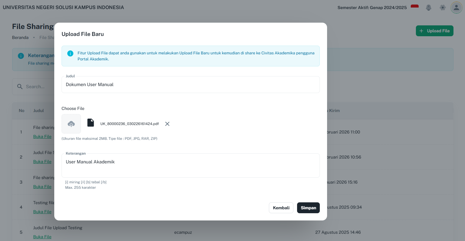 File Sharing Form Upload File