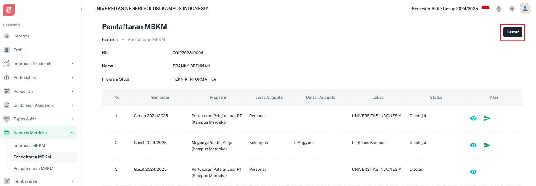 Pendaftara MBKM Daftar