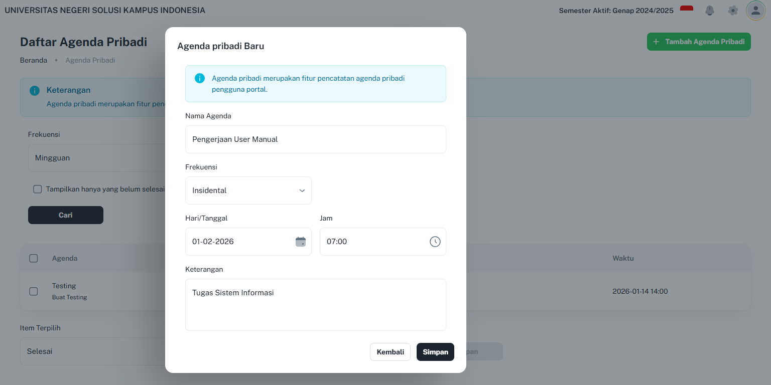 Agenda Pribadi Form Agenda