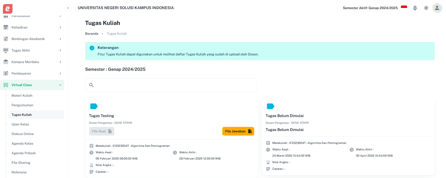 Tugas Kuliah Daftar Tugas Kuliah