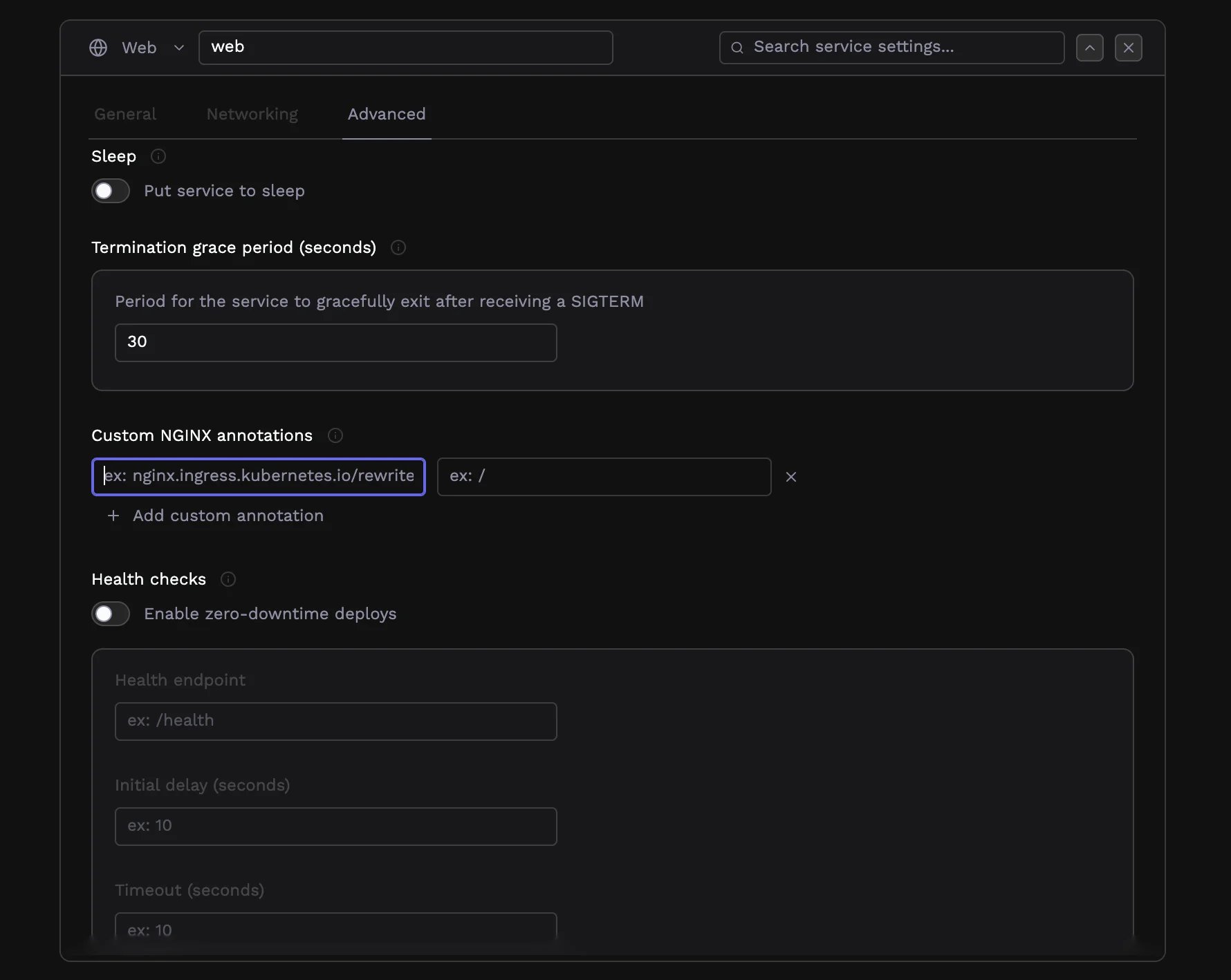 Custom NGINX annotations