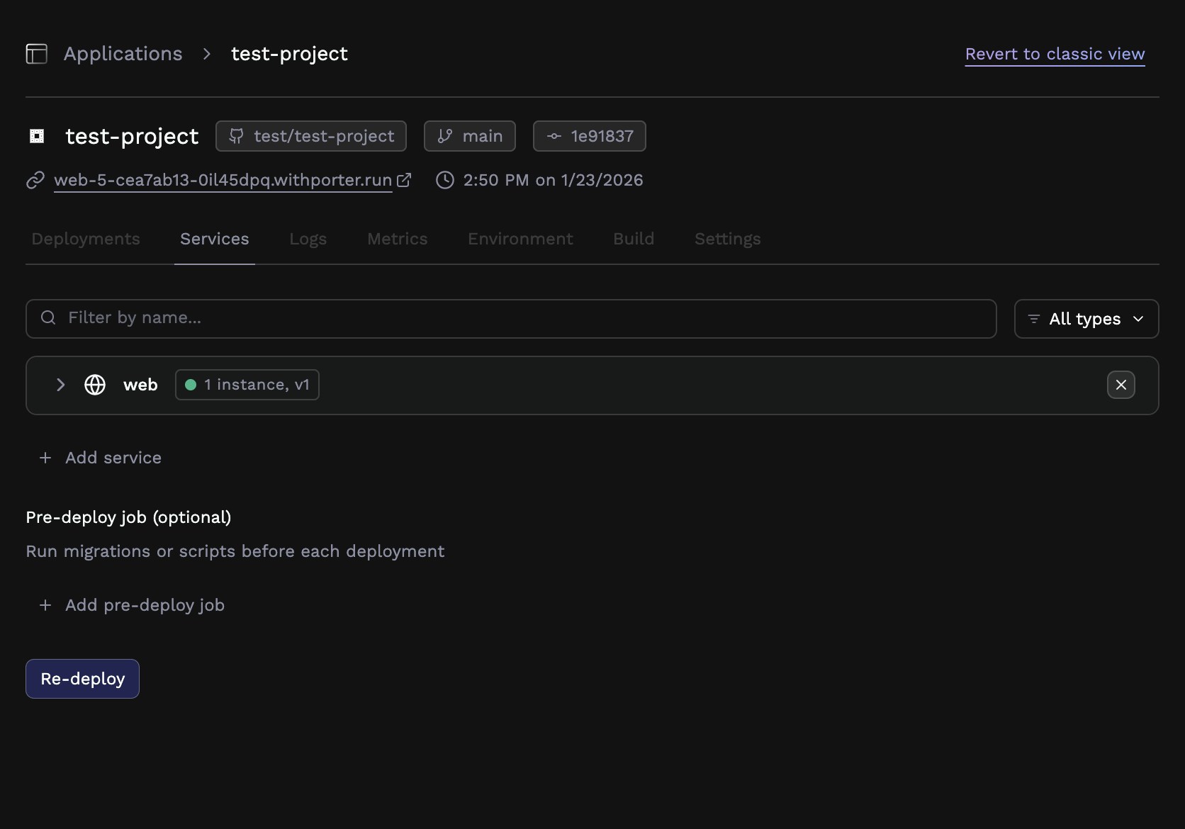 Deployed application