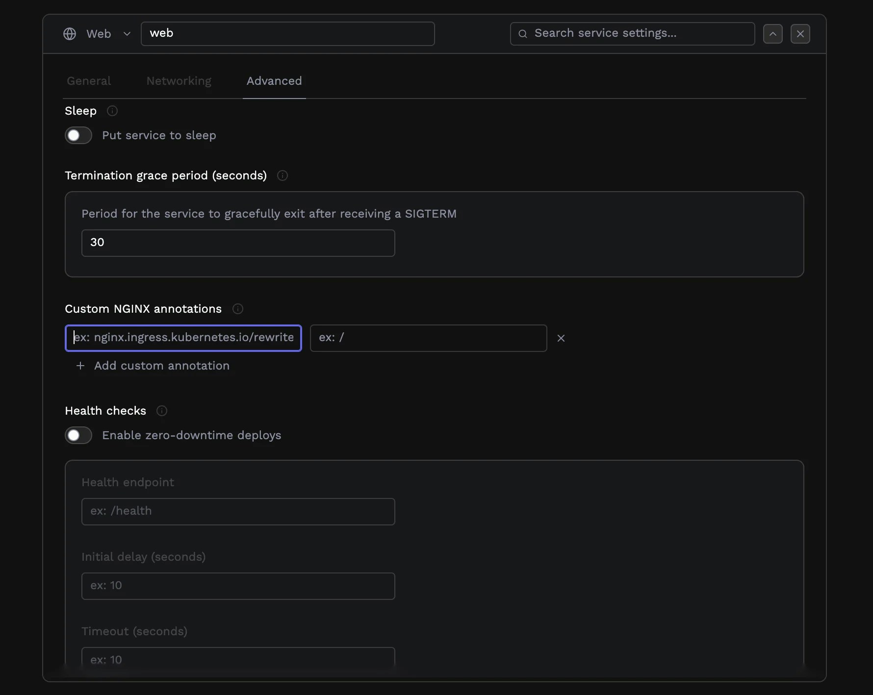 Custom NGINX annotations