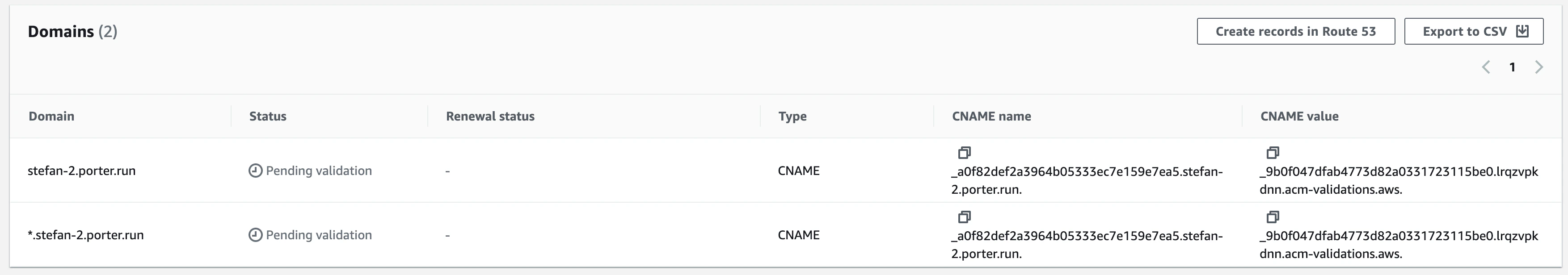 CNAME Name and Value