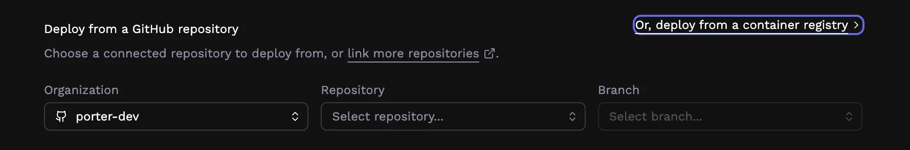GitHub deployment page with container registry link