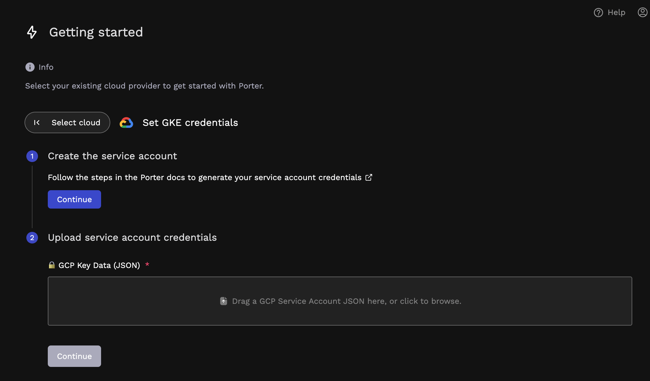 Upload GCP Service Account