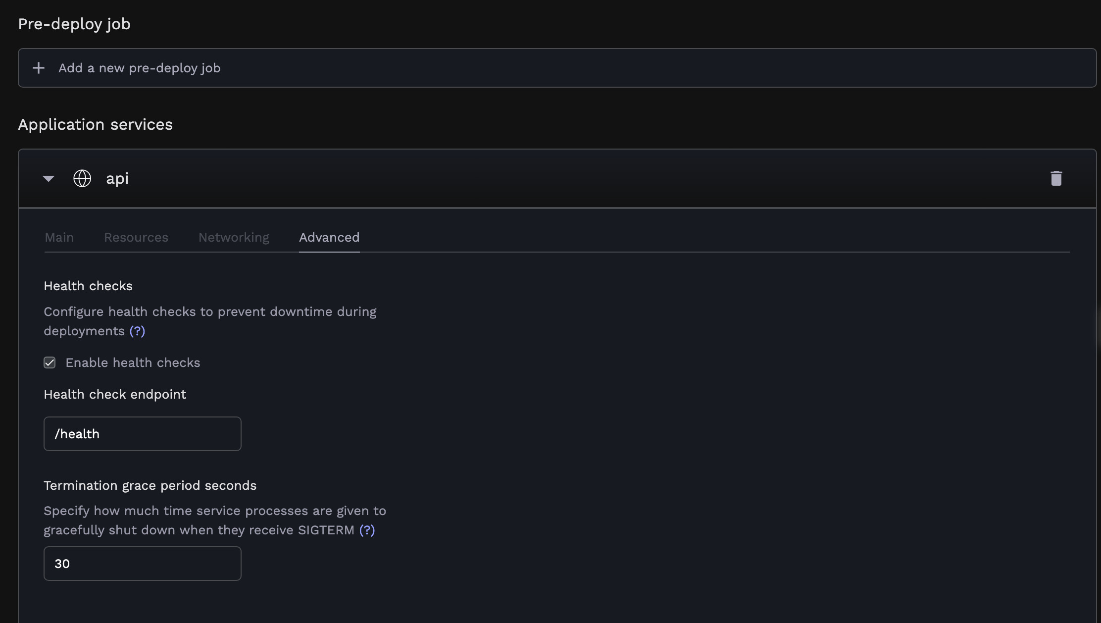 Health Check Configuration