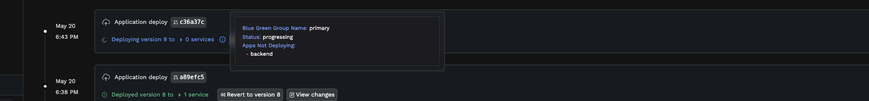 Blue-Green Status in Activity Feed
