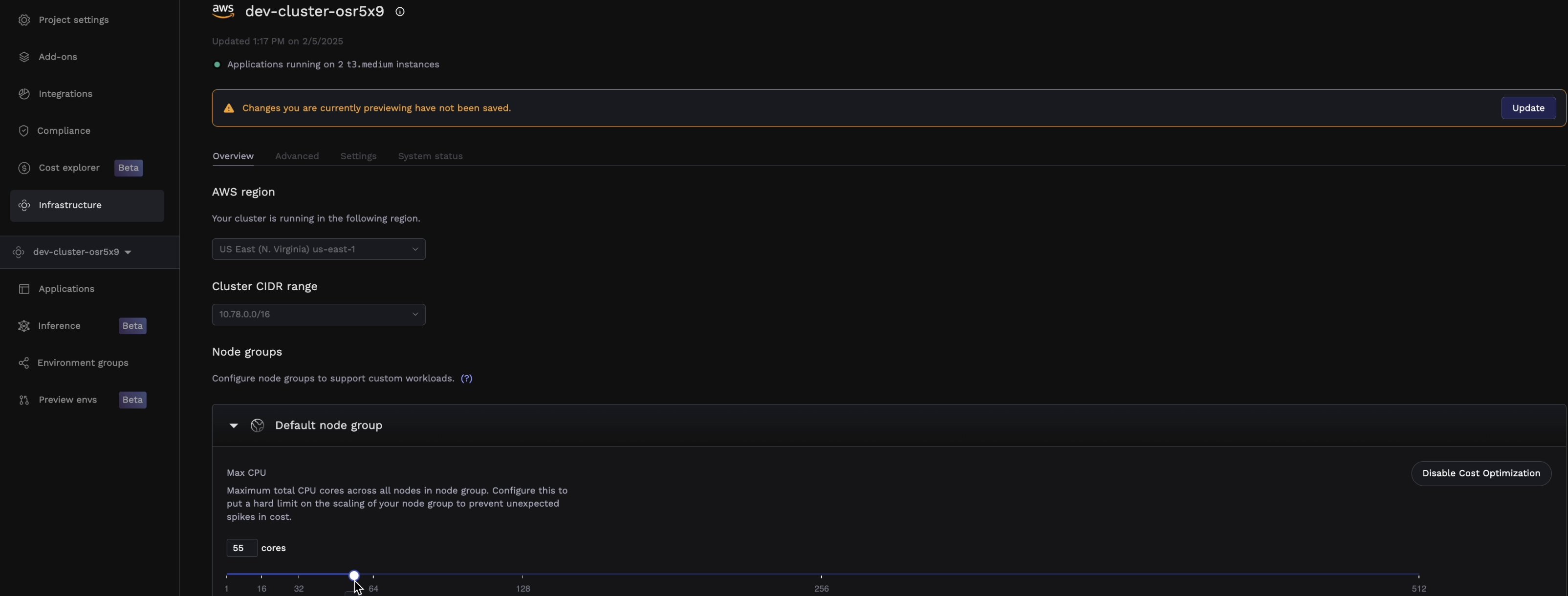 Cost Optimization Configuration