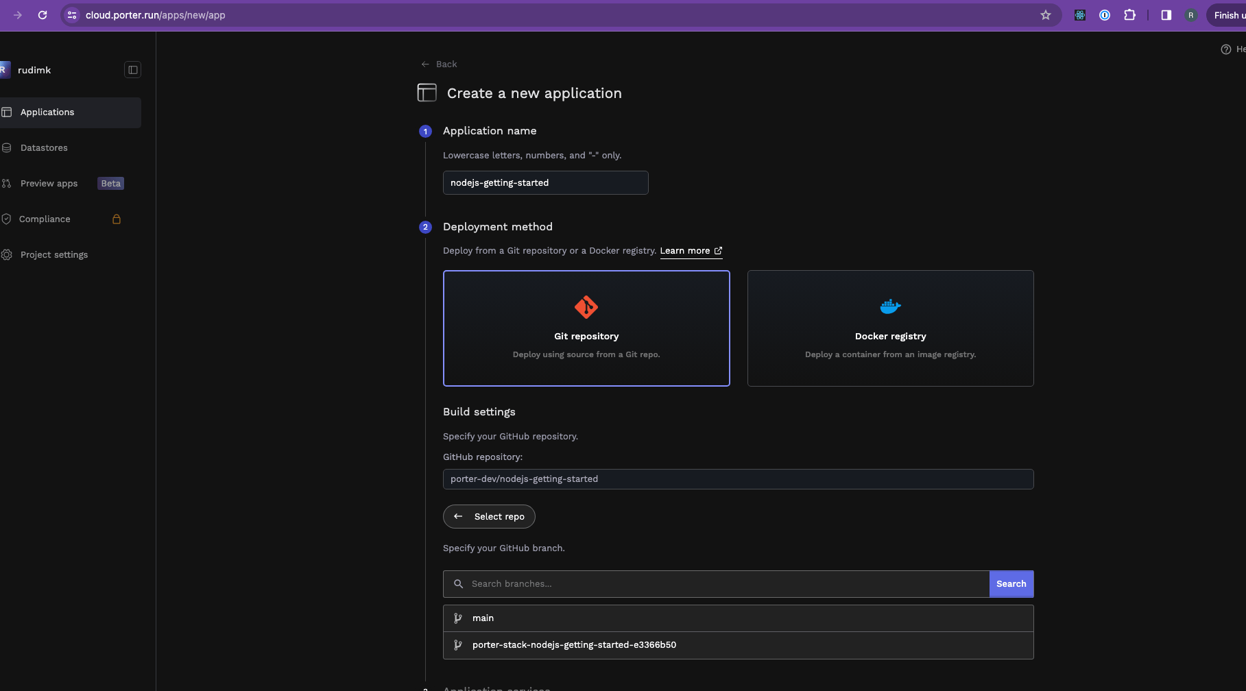connect-github-repo-branch