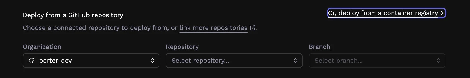 GitHub deployment page with container registry link