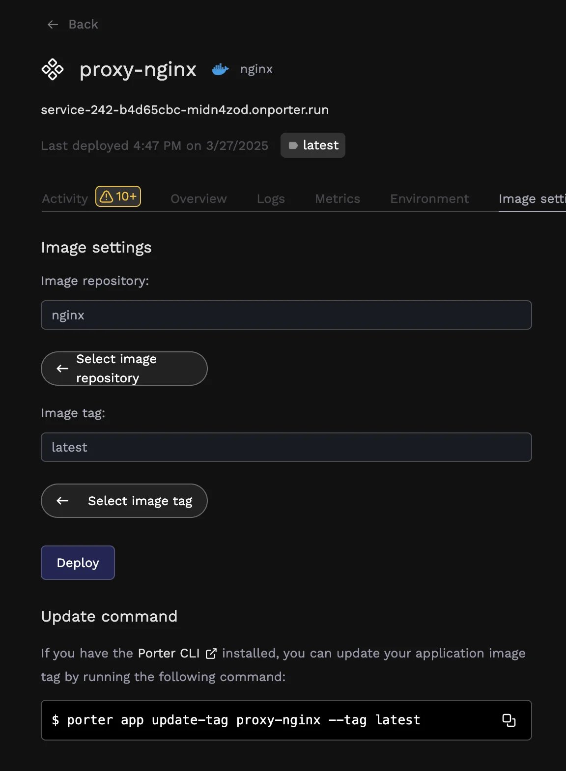 Update tag interface