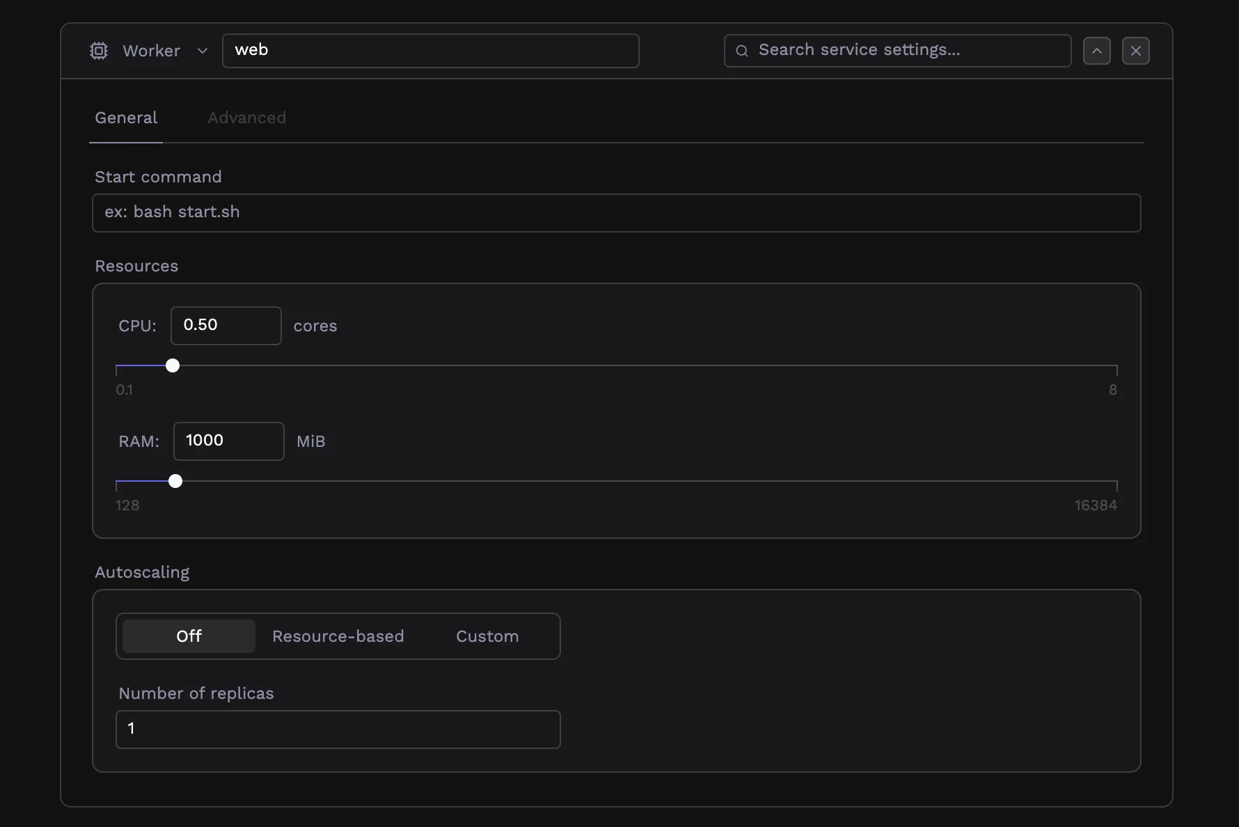 Worker service configuration