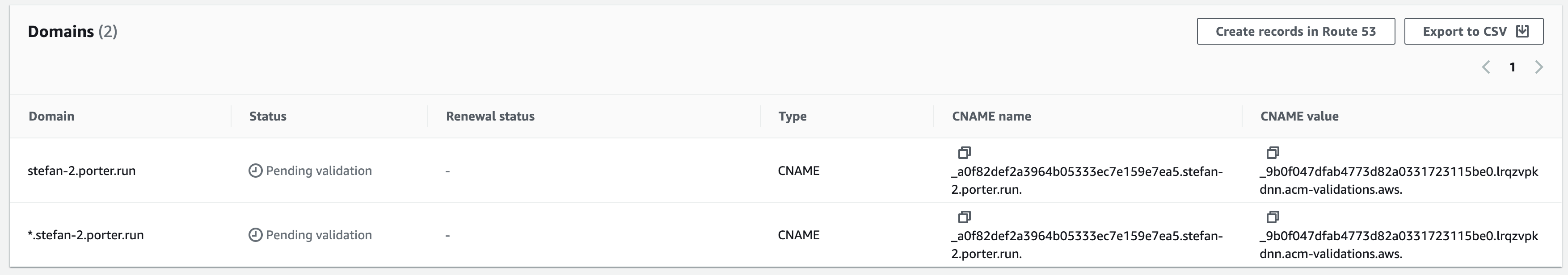 CNAME Name and Value