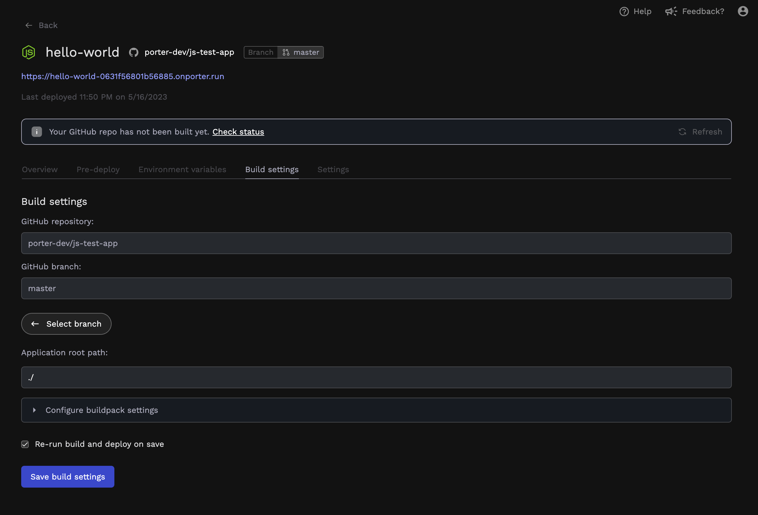 Rerun Build from Dashboard