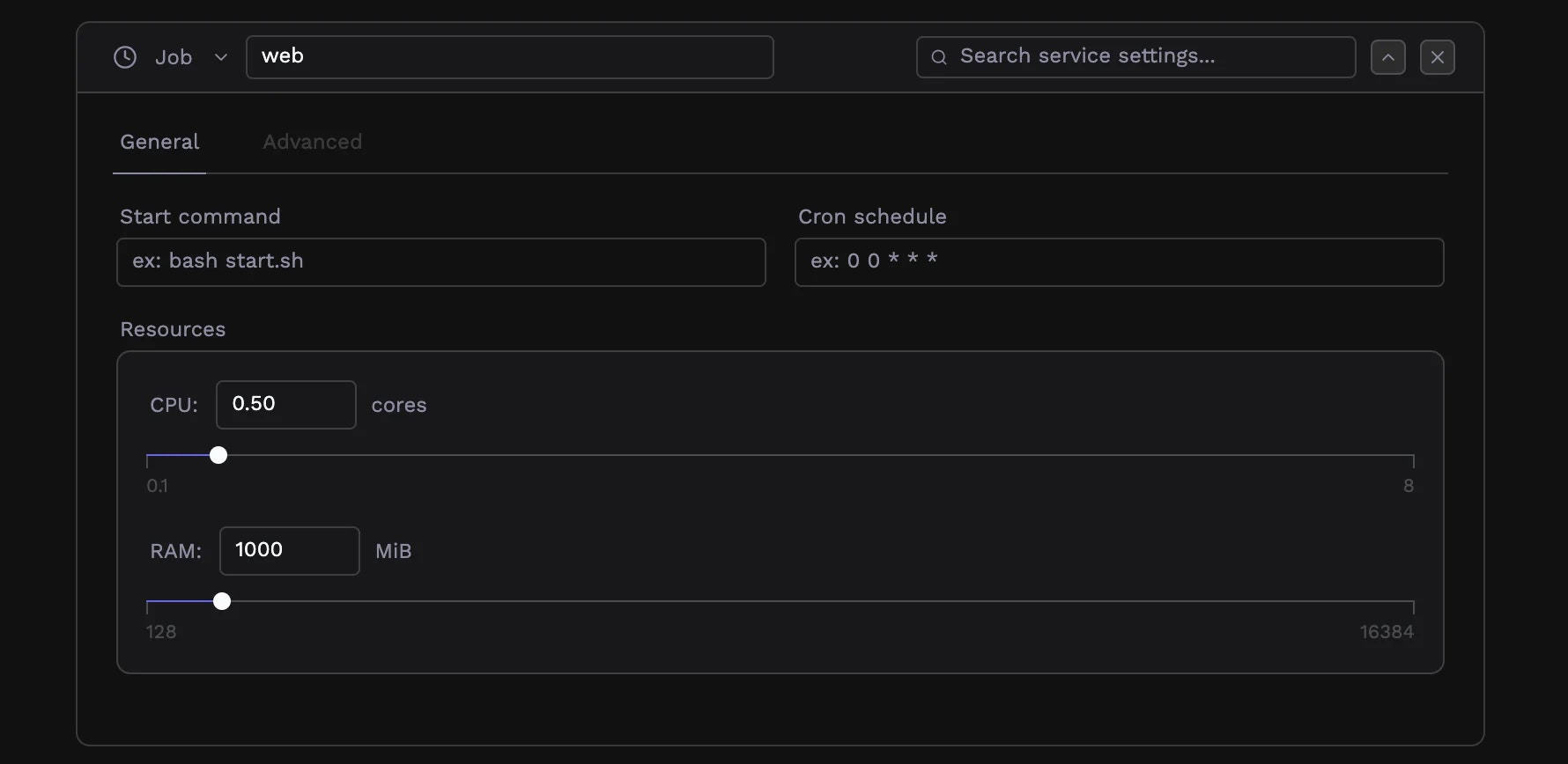 Job configuration with cron schedule