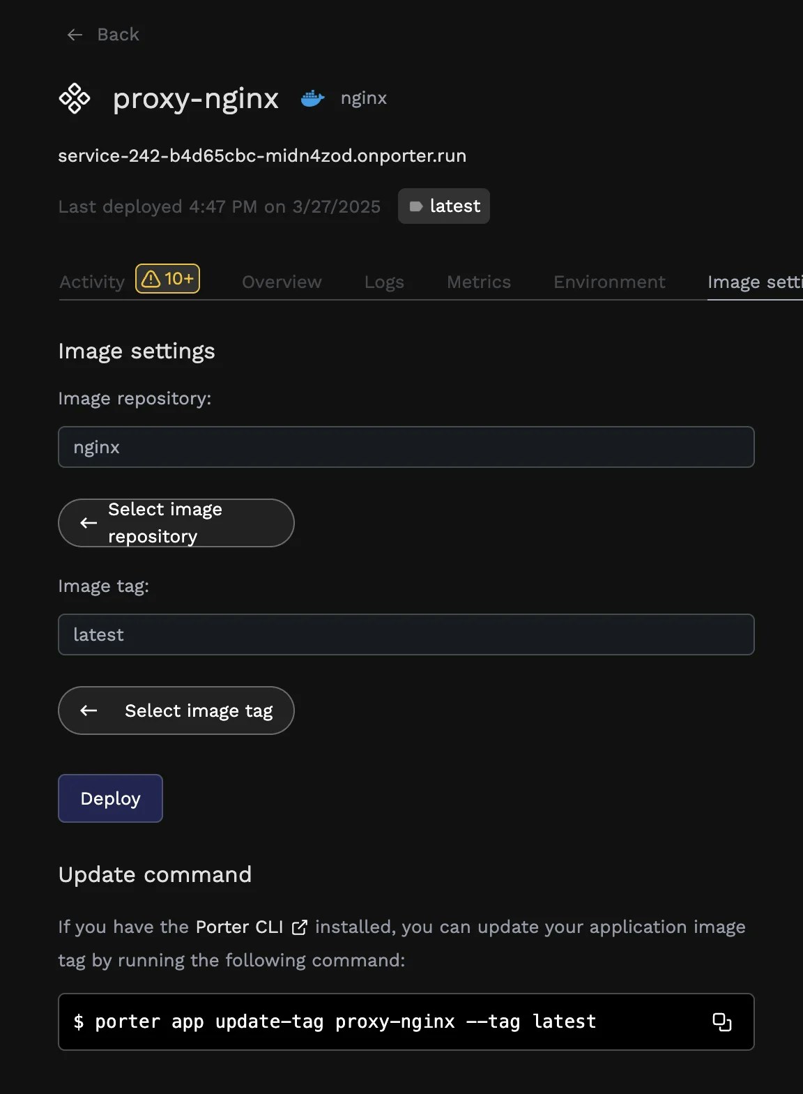Update tag interface