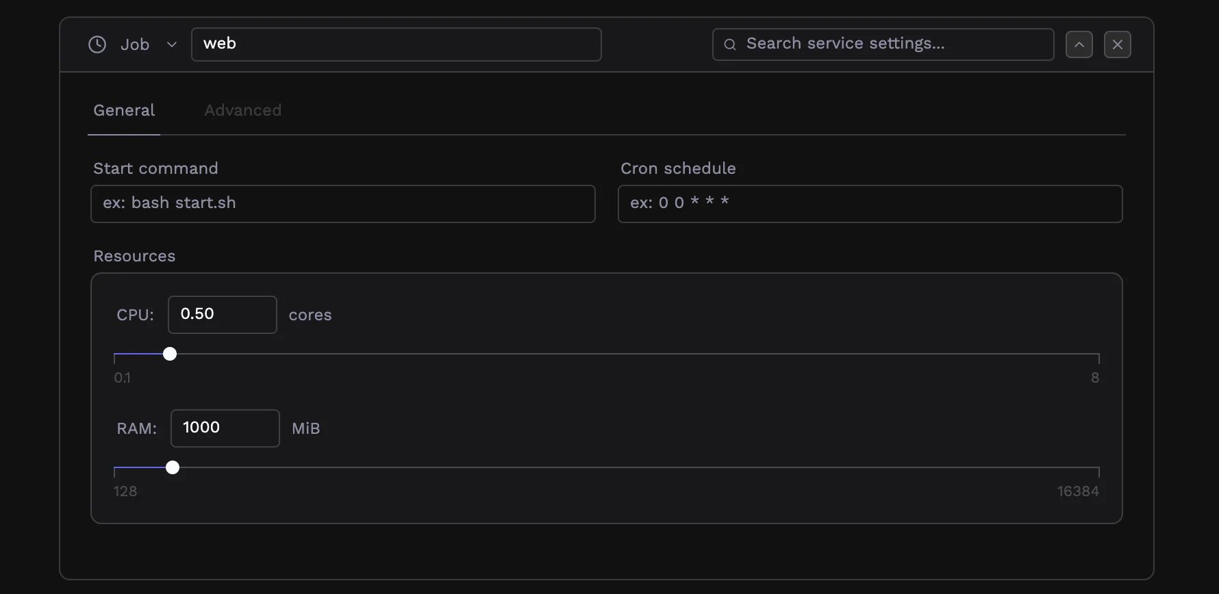 Job configuration with cron schedule