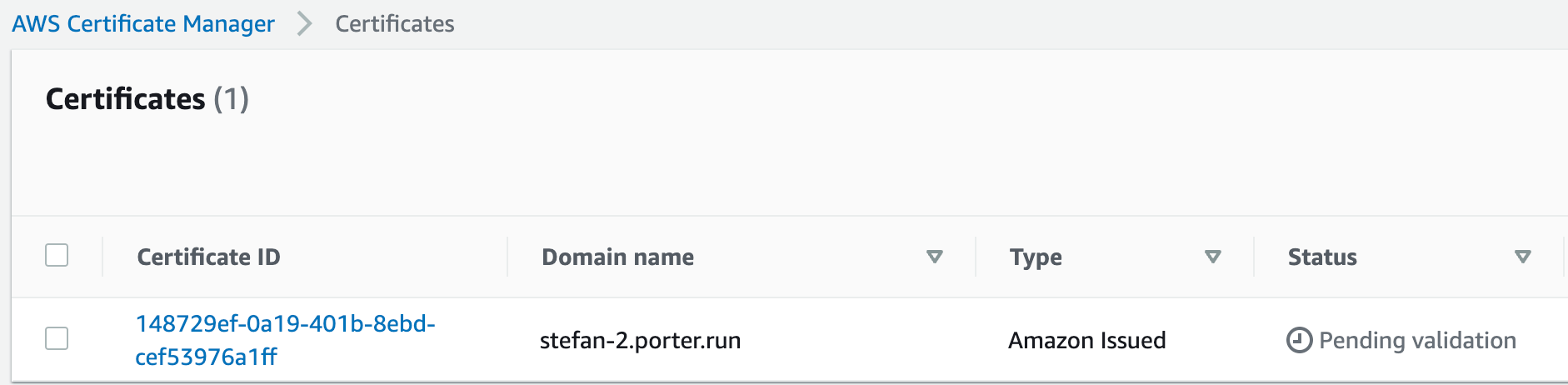 Pending Certificate