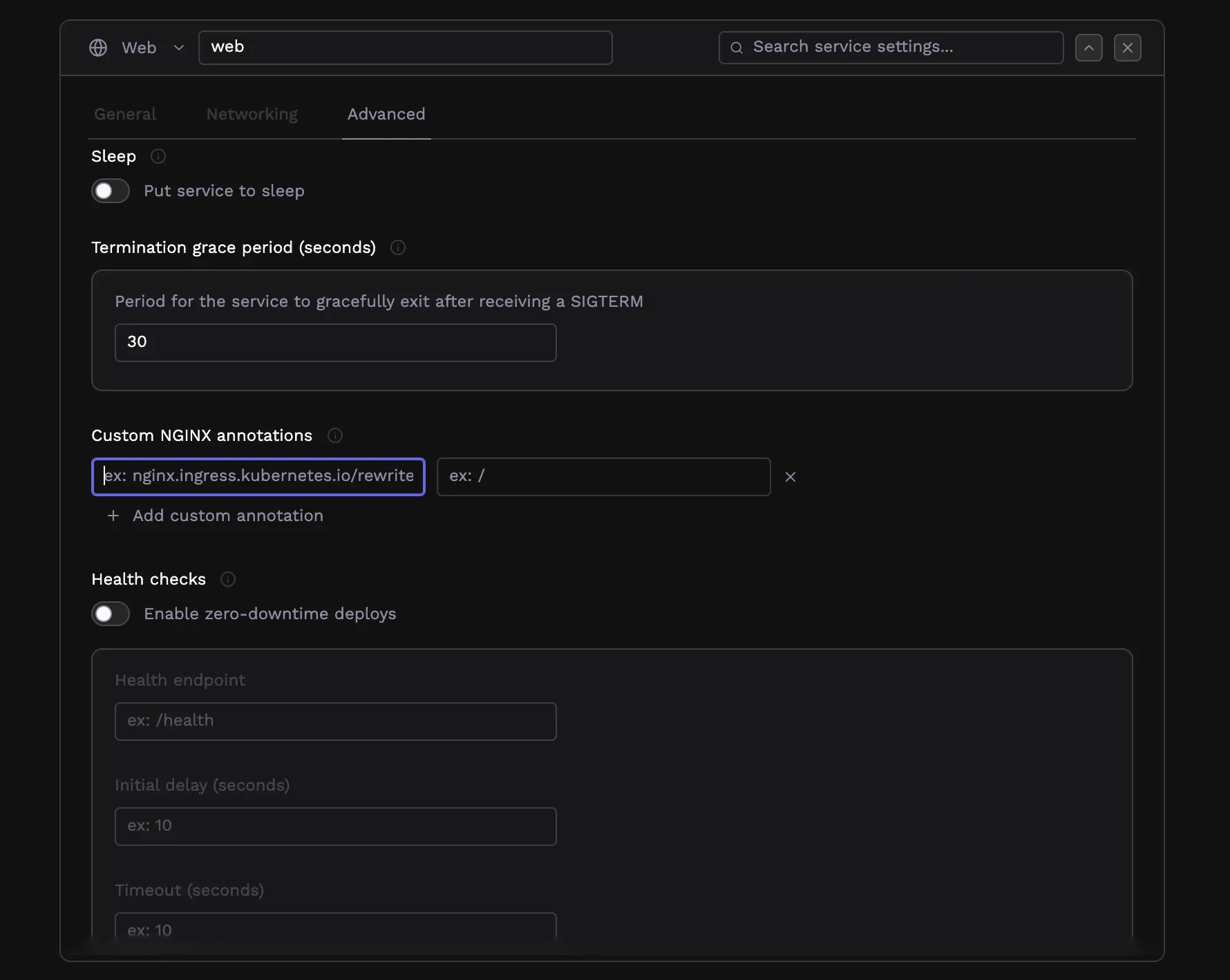 Custom NGINX annotations