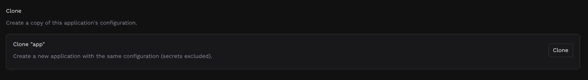 clone application button