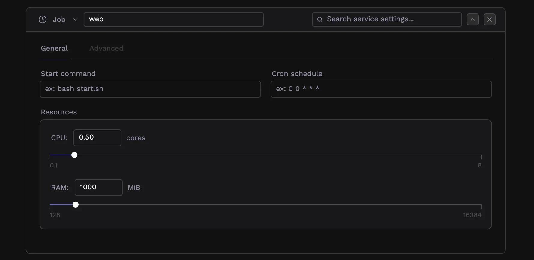 Job configuration with cron schedule